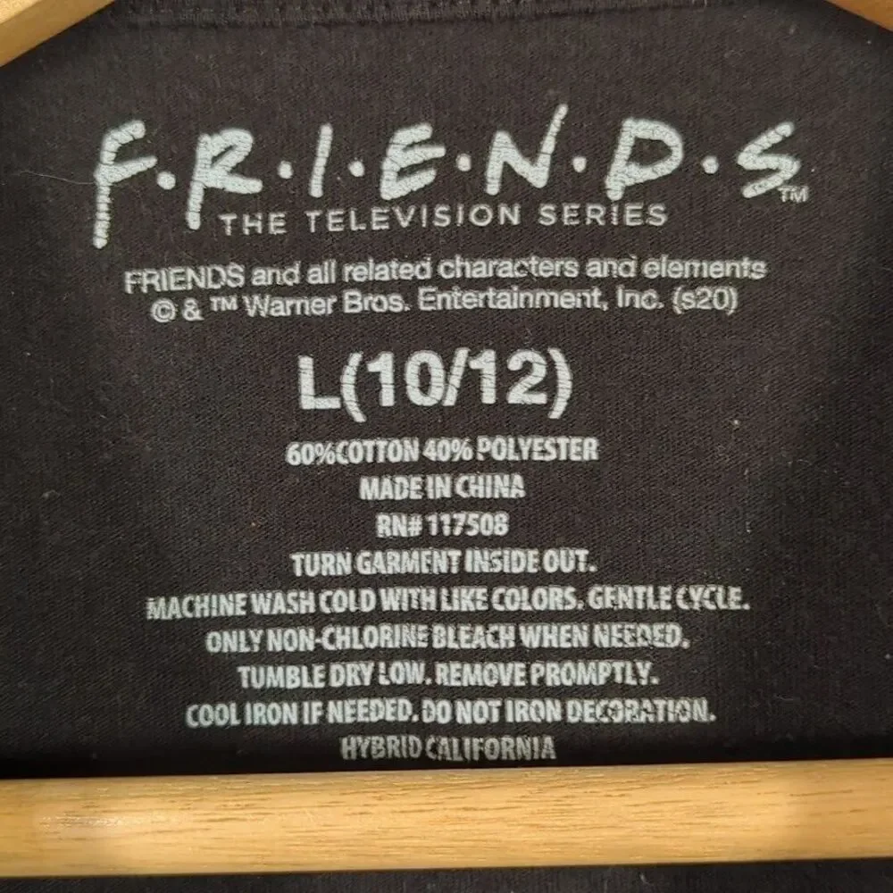 Friends TV Show Youth Shirt‎ Black Short Sleeve Graphic Print Kids Large (10/12)